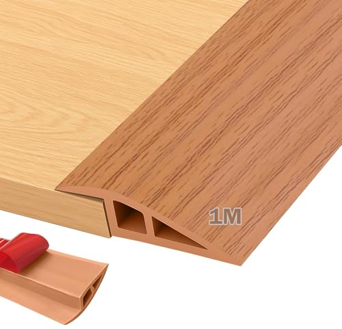 MeYuxg Übergangsprofil Selbstklebend 1M x 5CM, PVC Türschwellen Leiste, Türschwellenrampe Höhenausgleich für 5mm bis 10mm, Übergangsleiste Boden für Boden, Teppich, Schwellen (Gelbe Eiche)
