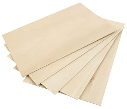 Panneau de Tilleul Brut pour Pyrogravure 5 Pièces et Loisirs Créatifs | Découpes en Bois Beige, Facile à Travailler, sans Odeur, Sûr à Utiliser, pour Dessin et Sculpture