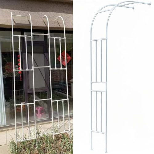 Yopappol Treillis de Jardin en Acier pour Plantes grimpantes, tonnelles à Arc Demi-latéral, pergola extérieure Murale pour Mariage, Jardin, arrière-Cour, pelouse(60x240x40CM/2.0x7.9x1.3ft)