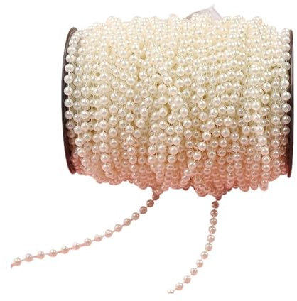 Ghirlanda di Perle Collana di Perle finte con 2 Fili di Perle finte for Matrimonio, Compleanno, Festa, Decorazioni Fai da Te con Perle(Beige,6mm)