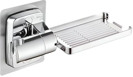 Supporto per Soffione Doccia Regolabile Senza Fori, con Porta Sapone, Supporto Universale per Doccetta, Accessorio Bagno (Argento)