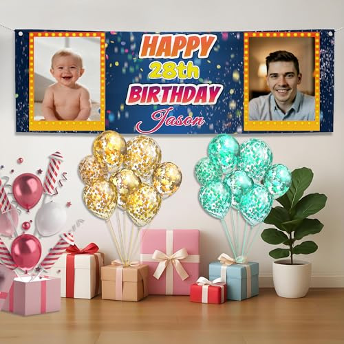 Banner Selbst Gestalten Geburtstags banner personalisiert Fahne selbst gestalten Happy Birthday Banner for Events Dekoration Geburtstag Name Wunschtext