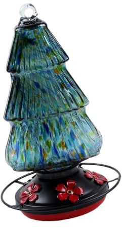 NVOQILIN Vogel-Wasserspender aus Glas, für den Außenbereich, Garten, Hof, Kolibri, Wasserspender mit 5 Öffnungen, zum Aufhängen im Freien