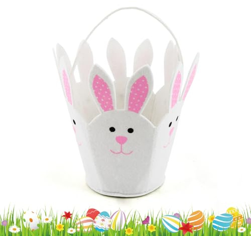 shallyong Osterkörbchen, Geschenktüten Ostern, Filztasche, Geschenktasche Mit Hase Ohren Ostern, Ostertüte zum Befüllen für Ostereier, Süßigkeiten, Osterdeko