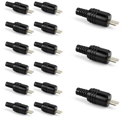 DIN-Lautsprecherstecker 2-polig 15 Stück | 2-polige DIN-Lautsprecherstecker, 15 Stück, mit Schraubklemmen, männlicher Stecker für HiFi-Kabel