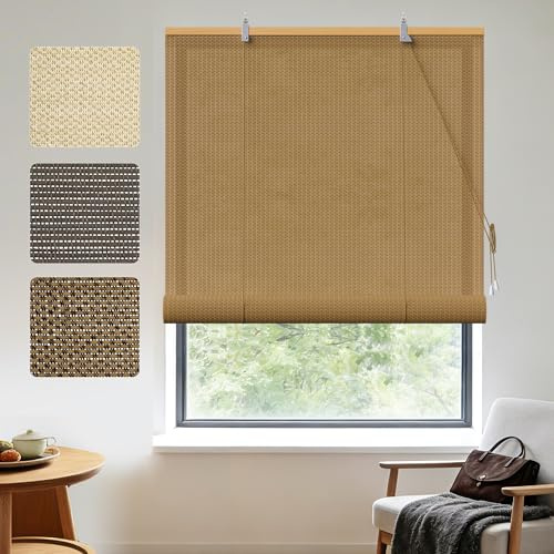 HOMEDEMO Bambusrollo Sichtschutz Sonnenschutz, Bambus Rollo Innen, Fensterrollo Jalousie Holz, Raffrollo für Fenster & Balkon, 60x160cm, Braun