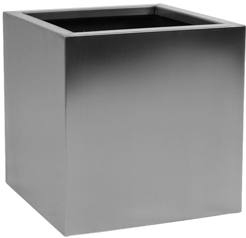 VIVANNO Pflanzkübel Edelstahl 60x60x60 cm - Frostsicherer Blumentopf | Wetterbeständiger Pflanztopf aus V2A Stahl, frostfest & winterhart, großer Blumenkübel für Außen und Innen, Silber