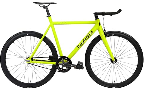 FabricBike- Bicicleta Fixed, Fixie, Single Speed, Cuadro y Horquilla Aluminio, Ruedas 28, 4 Colores, 3 Tallas, 9.45 kg Aprox. (Light Matte Yellow, M-54cm)