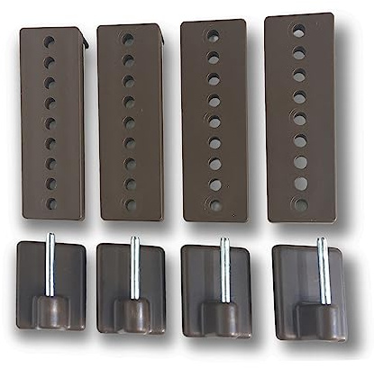 prodecoshop Scheiben-Gardinenhaken - 4 Stück, selbstklebend, verstellbar, für Vitragenstangen, Braun, Kunststoff