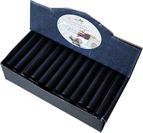 gravurART Siegelwachs flexibel, 11mm Durchmesser für Siegelpistole, Farbe Schwarz 36 Stangen