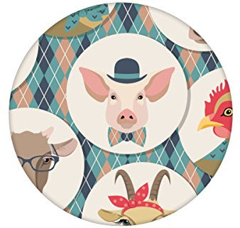 Coole Tapete in hellblau - großFunny Portrait Gallery mit lustigen Tieren auf Schotten Karo angepasst an CMYK Wandfarben - Vliestapete Tiere GMM Wandtapete (H: 1,5m B: 46.5cm)