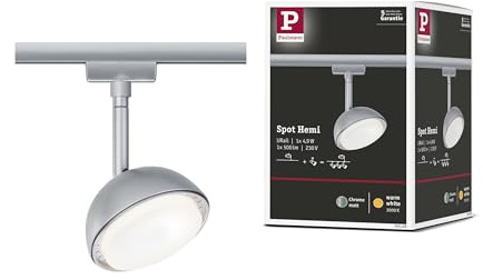 Paulmann 95508 URail LED Schienenspot Hemi Einzelspot 425lm 4,9W 3000K 230V Chrom matt Schienensystem