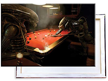 Unified Distribution Alien vs Predator Billard - 100x70 cm - Bilder & Kunstdrucke fertig auf Leinwand aufgespannt und in erstklassiger Druckqualität