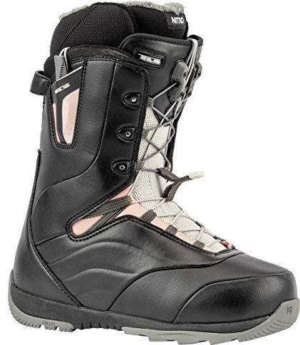 Nitro Snowboards Damen Crown TLS '20 All Mountain Freeride Freestyle Schnellschnürsystem Boot Snowboardboot, Black-Rose, 28.5