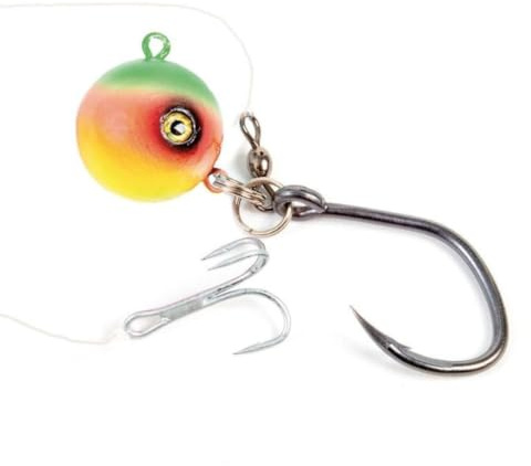 Fladen Deadbait Halibut Rig, system för döda betesfisk, fyra färger, vikter 300 g, 400 g och 500 g, trekrokar 3/0/4/0, enkelkrok 12/0 (parröd, 400 g)