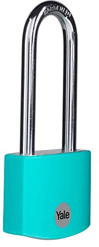 Yale Lucchetto in alluminio con arco lungo YE3B/38/156/1/TE verde acqua, corpo 38mm, 3 chiavi