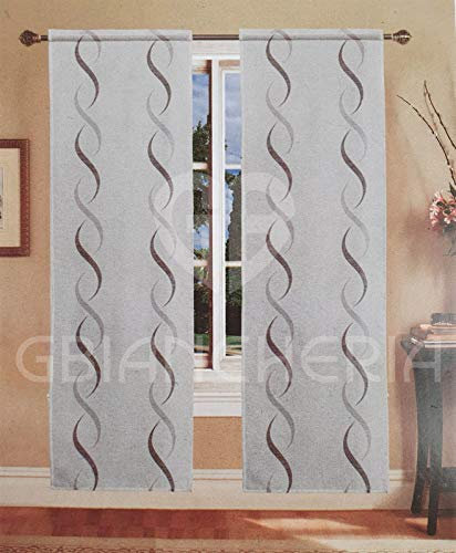GBiancheria COPPIA TENDE DEBORA 45X150 45X240 PER FINESTRE E PORTEFINESTRE PRONTE DA APPENDERE (45x240, Grigio)