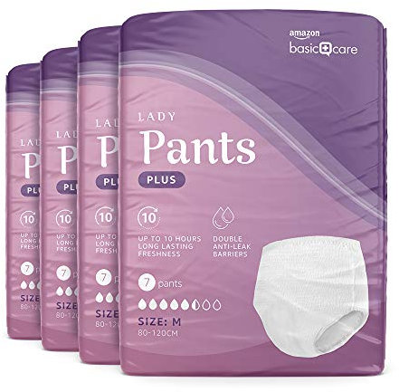 Amazon Basic Care Damen Pants Plus Medium – 4 Packungen à 7 Stück (28 Pants), Weiß