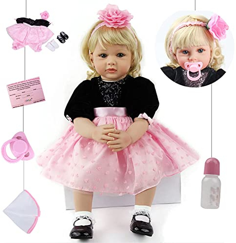 ZIYIUI 24 Zoll Reborn Puppe Reborn Baby Mädchen Reborn Baby Weiches Silikon Realistische Reborn Puppe Mädchen 60 cm lebensechte Reborn babypuppen Geburtstagsgeschenk