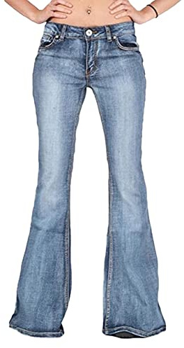 Mujer Pantalones Acampanados Pantalones De Mezclilla Talla Grande Elegante Bell-Bottoms Jeans Pantalones Vaqueros De Campana Casual Vaqueros Pitillo Cintura Alta Slim Pantalones Ancho Pierna