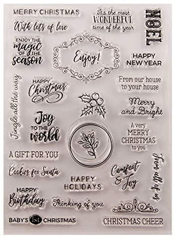 Arrietty Transparente Stempel mit Aufschrift „Merry Christmas Happy New Year“ für Weihnachtskarten, Dekoration und Scrapbooking, Gummistempel zum Basteln