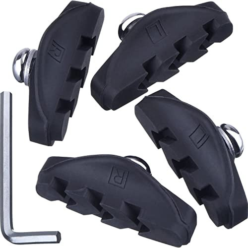 Bike Brake Pads, 2 Pairs Road Brake Pads C Shaped Pads for Mountain Bike Brake Pads Caliper Brake Blocks Bicycle Road Brake Blocks Reliable in Wet Condition with Installation Tool 50 mm