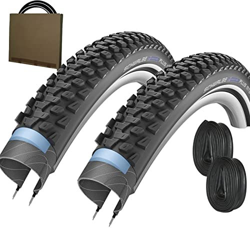 Schwalbe Reifen Marathon Plus MTB HS468 Pannenschutz Reflex 29x2.10 | 54-622 + SV Schlauch (Set 2 Stück), Schwarz Reflex