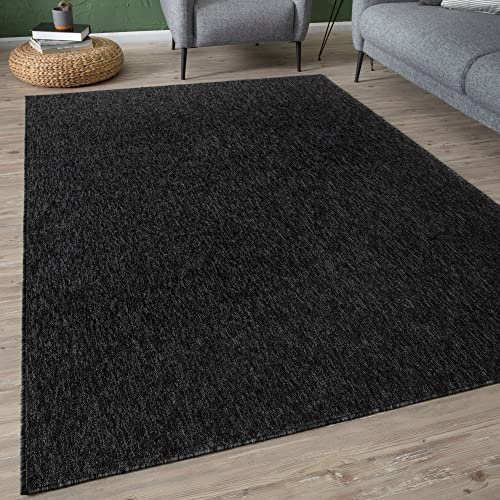 THE RUGS Low Pile Area Rugs – Modern Indoor Rugs for Living Room, Bedroom, Dining Room, Entryway – Non-Shedding (Dark Grey, 80x150 cm)