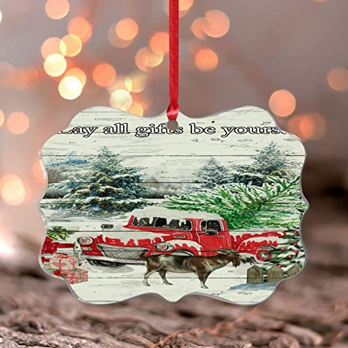 Weihnachtsbaum-Zwerge, roter LKW, Weihnachtsbaumschmuck, Kiefernholz, skandinavisch, rot, hängende Ornamente, Weihnachtsfeier, Dekorationen, Bauernhaus, klar, rund, Acryl-Ornament, Anhänger für Kinder