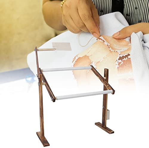 Stickerei Ständer 360 Grad Drehung Einstellbare Höhe Stickrahmen Eckig mit Ständer Holzrahmen Stickständer für Sticken Kreuzstich 40 x 29 x 47 cm