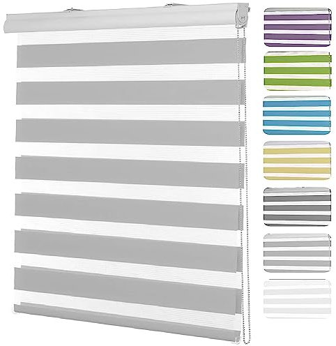 Persiana Avvolgibile 30 x 200 cm per proteggere dalla luce e caldo Veneziana Tapparelle Dimensione Personalizzata Disponibile per Ufficio, Studio, Cucina, Grigio Chiaro
