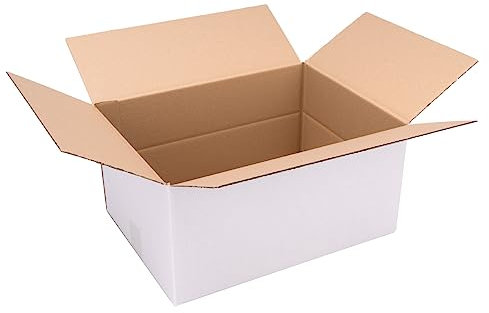 verpacking Faltkartons 400 x 300 x 200 mm Weiß (Außenmaß 405 x 305 x 210 mm) variable Höhe bei 110 mm KK 90 1-wellig Versandkarton DHL Päckchen DPD GLS Hermes Päckchen Kartons (50 Stück)