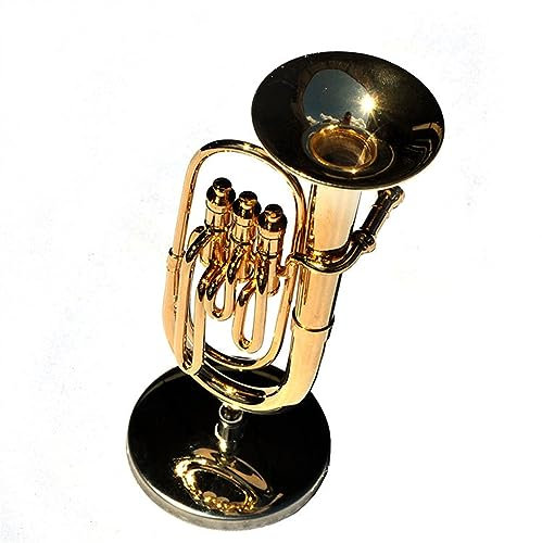 Ornamente für Musikinstrumente 10 cm Mini-Tenorhorn-Modell-Ornament, Miniatur-Heimdekoration, Ornament Mit Aufbewahrungsbox