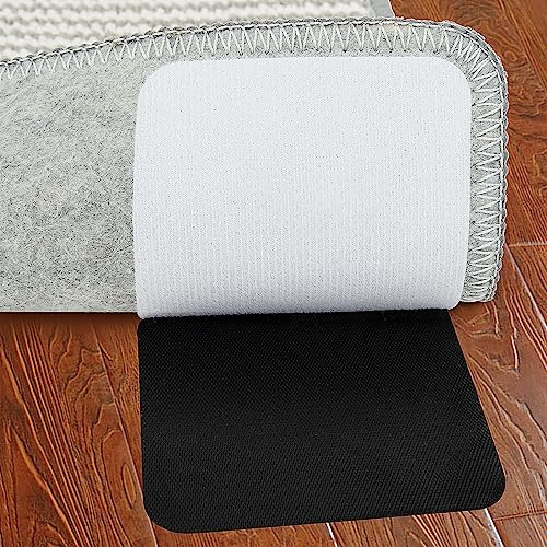 JIOL 16 pares de agarres para alfombra, cuadrados, antideslizantes, con cinta adhesiva para alfombras, almohadillas de velcro para alfombras, no rizados, reutilizables, mantienen tu alfombra plana en