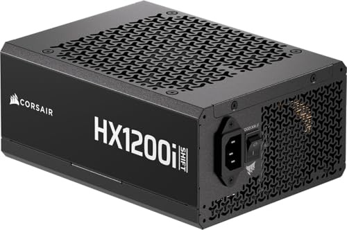 Corsair HX1200i Shift Fuente de alimentación ATX Totalmente Modular – Hub de Sistema iCUE Link Integrado, Cable Nativo 12V-2x6, ATX 3.1 y PCIe 5.1, Conectores montados Laterales, Cybenetics Platinum