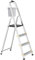 Relaxdays Scaletta in Alluminio, 4 Gradini, Scala con Barra di Sicurezza, Fino a 150 kg, 137 x 43 x 75 cm, Argento Nero