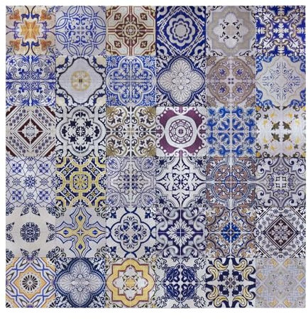 Dalsys Wandpaneele selbstklebend, Mosaikfliesen mit bunten Ornamenten 1m², 11 Stück Lissabon Wandverkleidung feuchtigskeitsbeständig, Premium Qualität für Bad und Küche