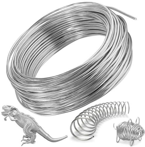 Alambre de Aluminio 3mm x 20m, Alambre para Manualidades Flexible Alambre Aluminio Artesanal para Escultura, Alambre Doblable de Metal para Esqueletos de Muñecas y Manualidades, Plata