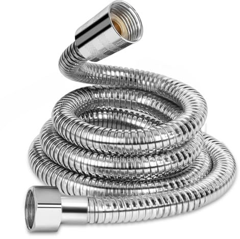 RUIXUE® Tubo Doccia 1.5 metri, Flessibile EPDM antideflagrante, esterno in acciaio Inossidabile, adatto a tutti i soffioni doccia, (Argento-Galvanica, 1.50m)