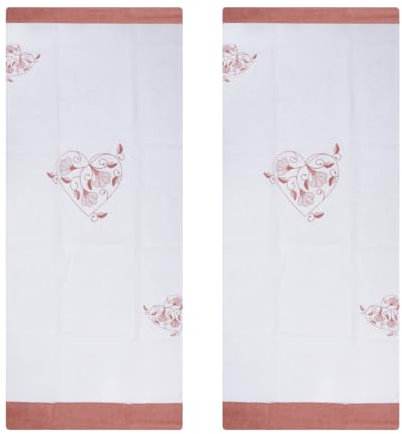 Coppia Tendina Finestra Trasparente, Decorazione Ricamata con Applicazioni, per Soggiorno, Camera da Letto, Sala da Pranzo, Cucina, Bagno, Ufficio (60x240 cm, Cuore Arancione)