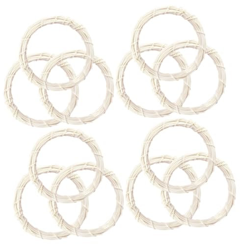 IMIKEYA 12 STK Weißer Rebenkranz Hängender Kranzring Anhänger DIY Rahmen Kreis Der Kranz Basis Kranzrahmen Selber Machen Natürliche Girlande Hochzeitskranz Ring Runden Rattan