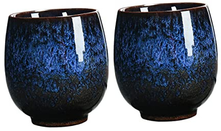 PHENOFICE 2 Stück Keramik Teetassen 150 Ml mit Glatter Oberfläche und Einfachem Reinigungskomfort Traditionelle Runde Kung Fu Teetassen für Gemütlichen Teegenuss zu Hause