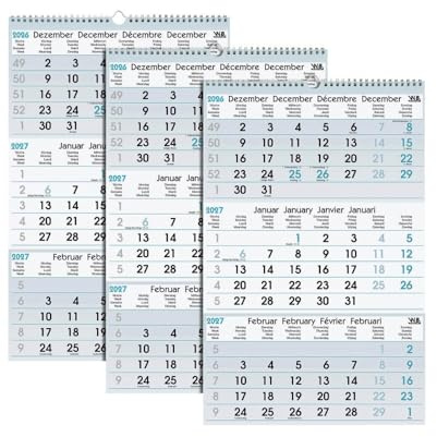 3-Monats-Wandkalender 2026 blau 32x48cm - 3 Stück