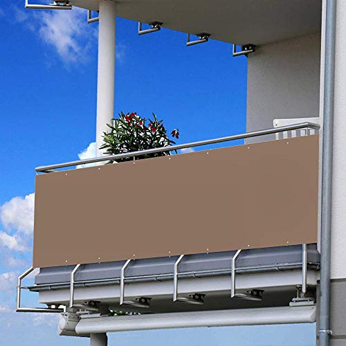 Telone frangivento per balcone, impermeabile, 130 x 900 cm, con protezione UV, copertura oscurante per recinzione per giardino, terrazza, ad alta densità, 200 g/m², include fascette e corde