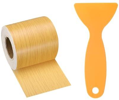 QUARKZMAN Ruban De Réparation À Grain De Bois 2 Pouces x 33 Pieds Oak | Ruban Adhésif De Réparation Simulé, Avec Raclette En Plastique Pour Tables Portes Fenêtres