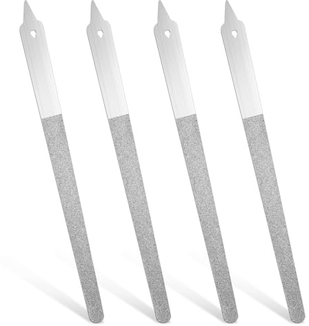 4PCS Metal Nail Files, 6 Inch Stainless Steel Diamond Nail File for Women Men, Stainless Steel Filer for Salon Home (Silver)