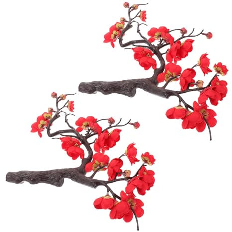 NULYLU 2piezas Adorno Floral Ciruelo Falso Artificial Decoración Ramitas Ciruelo Flores Decoración
