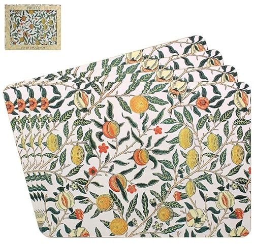The Leonardo Collection Fruits Placemats Set of 4 William Morris Table Mats For Home & Kitchen | Easy Clean & Washable Place Mats For Table | Stylish Decorations & Daily Use