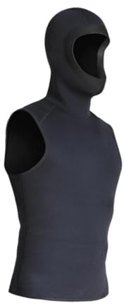 Amagogo 3 mm Neopren Neoprenanzug mit Kapuze Weste für Männer Frauen, Schwarze ärmellose Tauchweste für Wassersport Surfen Schnorcheln Schwimmen Kajakfahren Sportarten