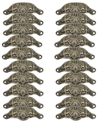 ZAMETTER Lot De 20 PoignéEs En Laiton Antique En Forme De Coquille PoignéE Coquille PoignéE Laiton PoignéE De Tasse Coquille Poignee Tasse De Coquille Et Pointe(99 mmx36mmx15mm)